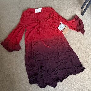 Red and Purple Ombre Cover-Up Dress